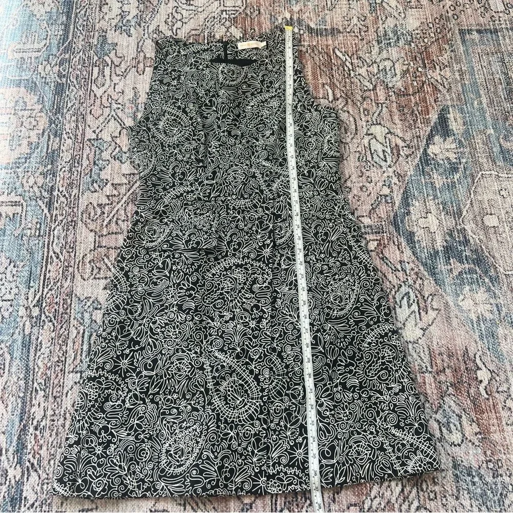 Tory Burch Paisley Doodle Print Sheath A-line Black and White Dress Size 10
